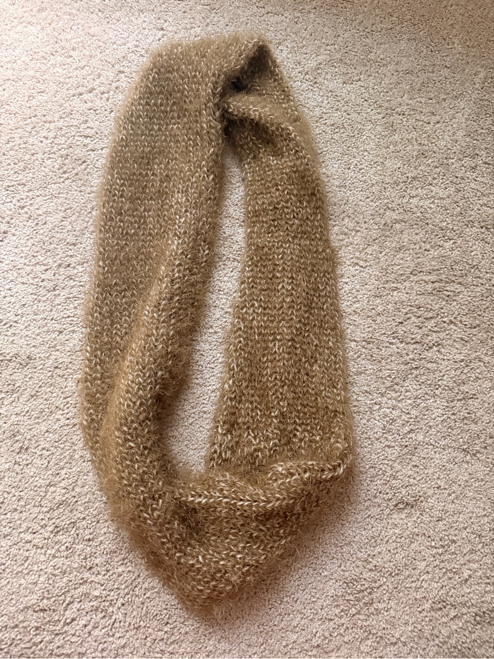Cozy Fluffy Knit Infinity Scarf in Gold